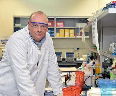 Jonathan Jed Brown, scientist at Qatar University’s Center for Sustainable Development, in the lab.